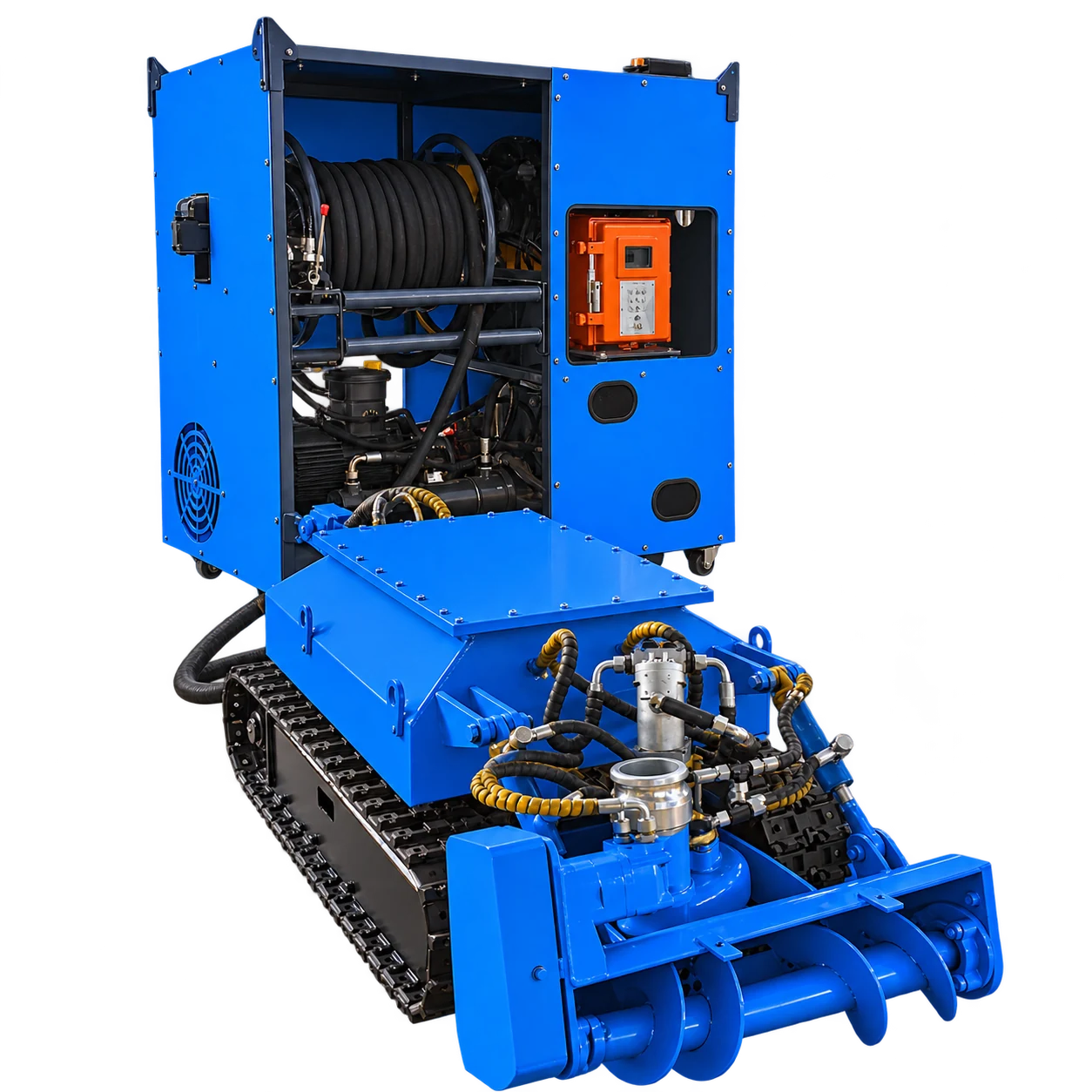 Blue AMS-D500 tracked dredging robot and diesel hydraulic power unit